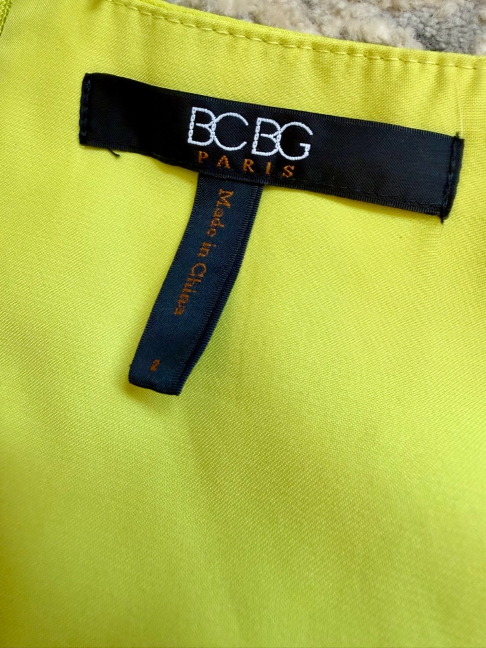 BCBG Paris Alyssa Dress Sz 2 Lime Yellow Pleated Hi Low Formal Party - Picture 7 of 9